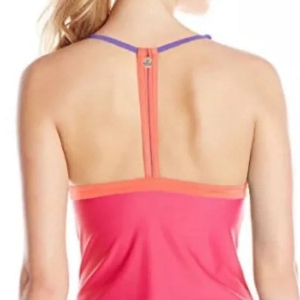 Prana Aleka Halter Racerback Tankini Swim Top Azalea Pink - Picture 2 of 5